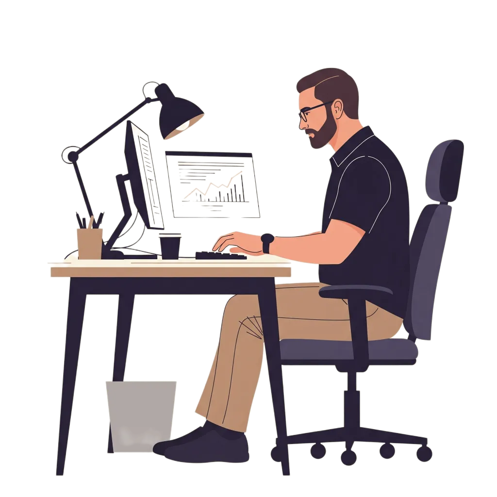 Person working at desk with computer, representing the daily grind of modern work